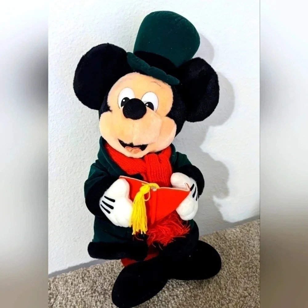 Mickey Mouse Plush Christmas Caroler Disneyland Walt DIsney World Victorian 14"